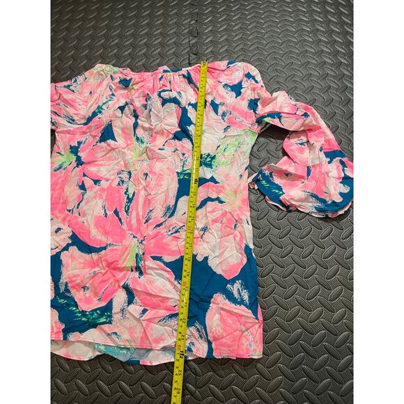 Lilly Pulitzer‎ WILLA FLOUNCE SLEEVE TOP Blouse Womens Size XS Floral - Picture 8 of 8